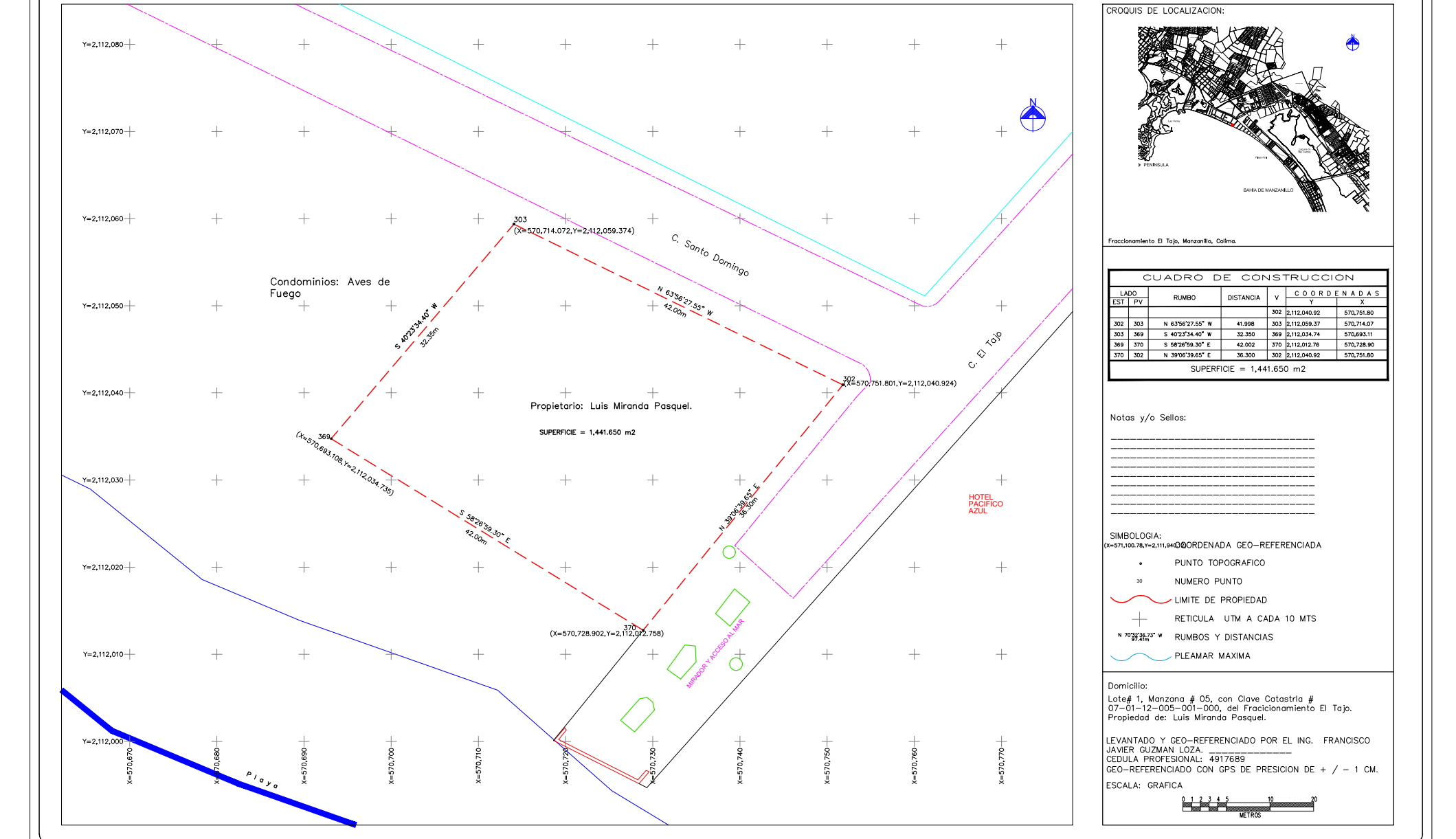 Plano topográfico geo-referenciado — Santo Domingo 41
